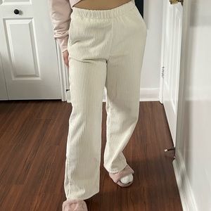 Cream Fleece-Lined Wide Leg Pants 🧸